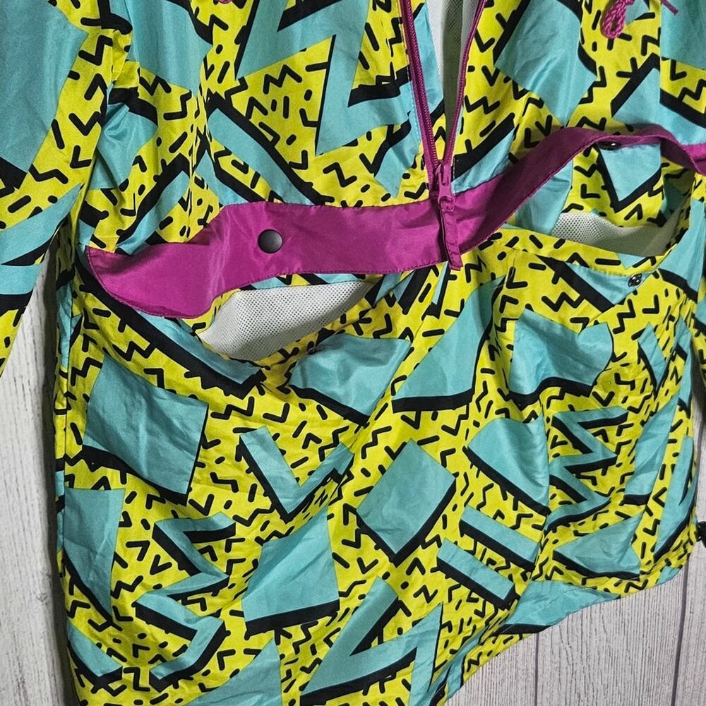 Blackjack 1999 USA Retro 80s 90s Print Windbreaker 1/2 Zip Pullover, size Large - Picture 3 of 5